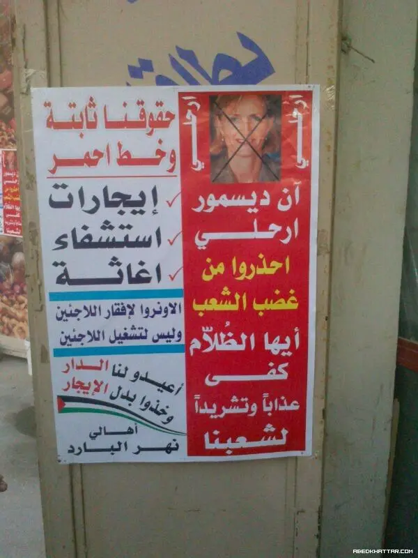 أهالي مخيم نهر البارد ينظمون حملة شعبية للمطالبة برحيل مديرة الأونروا في لبنان