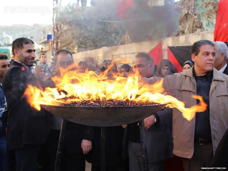 حزب الشعب يقيم حفل استقبال و ايقاد شعلة اعادة تأسيسة ال32 في مخيم الرشيدية