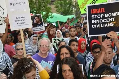 مظاهرات حاشدة في نيويورك ولوس انجلوس وشيكاغو تندد بالعدوان الاسرائيلي ضد الشعب الفلسطيني