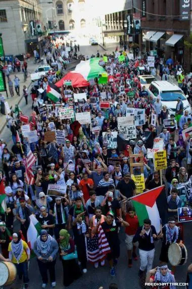 مظاهرات حاشدة في نيويورك ولوس انجلوس وشيكاغو تندد بالعدوان الاسرائيلي ضد الشعب الفلسطيني