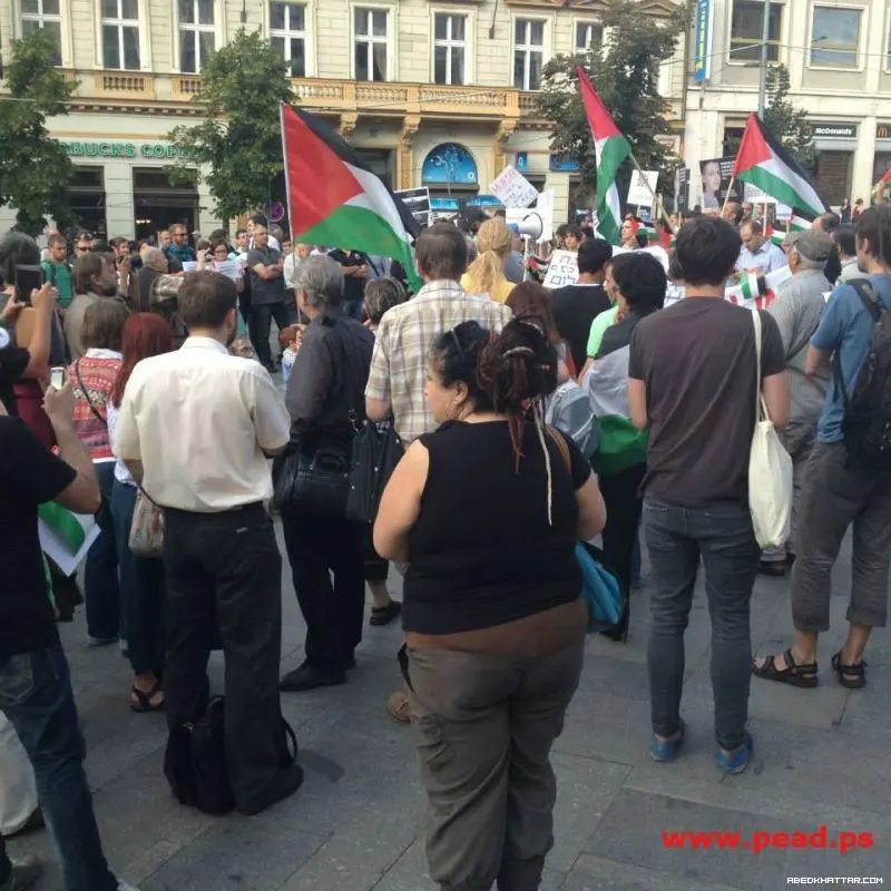 التشيك || مظاهرة حاشدة وسط العاصمة براغ تنديدا بالعدوان الإسرائيلي على غزة وتضامنا مع الشعب الفلسطيني
