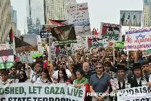 مئات الالاف يشاركون في ثلاثين مدينة أميركية احتجاجا على المجازر الأسرائيلية