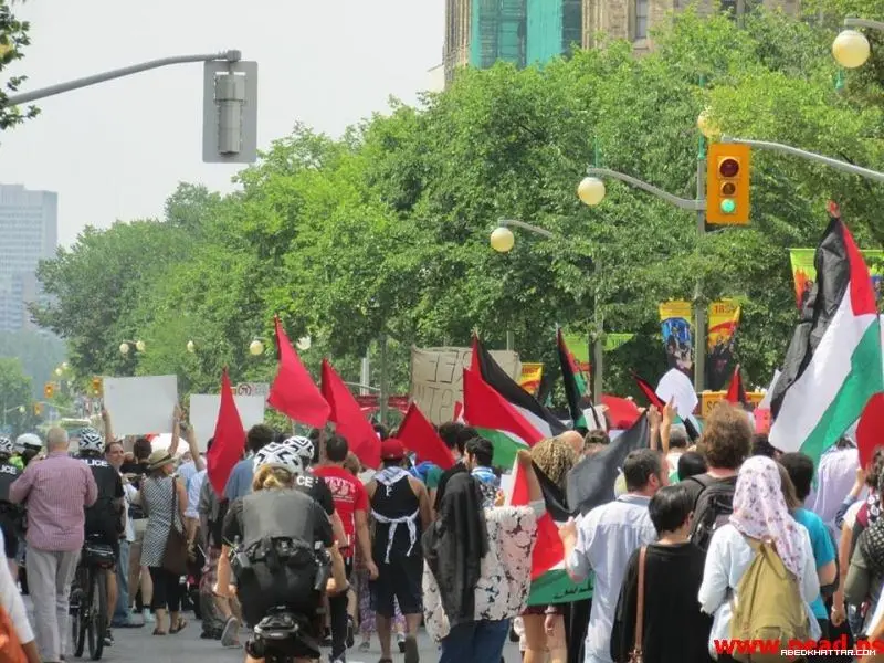 كندا || مسيرة حاشدة تنديدا بالعدوان الإسرائيلي على غزة وتضامنا مع الشعب الفلسطيني