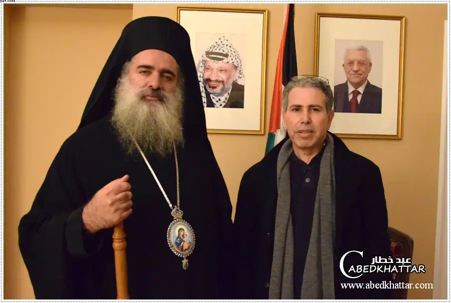 عطا الله حنّا رئيس أساقفة الروم الأرثوذكس في القدس & عبد خطار