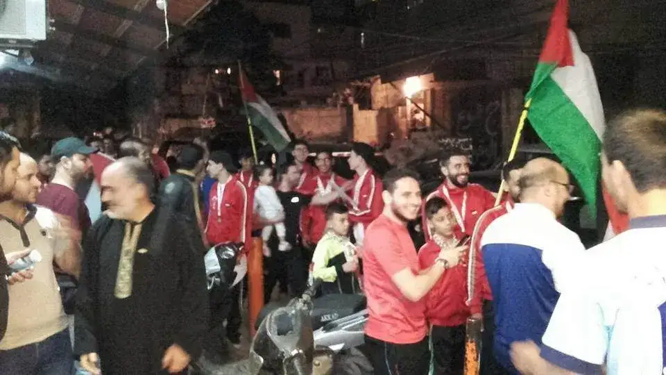 اهالي مخيم البداوي يستقبلون ابطال نادي الخليل الرياضي بفوزهم في بطولة الكيك بوكسنغ